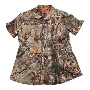 SHE Outdoor Camouflage Realtree Short Sleeve Button Down Shirt Women LG Outdoors